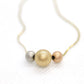 14k Bead necklace. Yellow Rose White Gold Beads on S-link chain necklace. Tri-color necklace