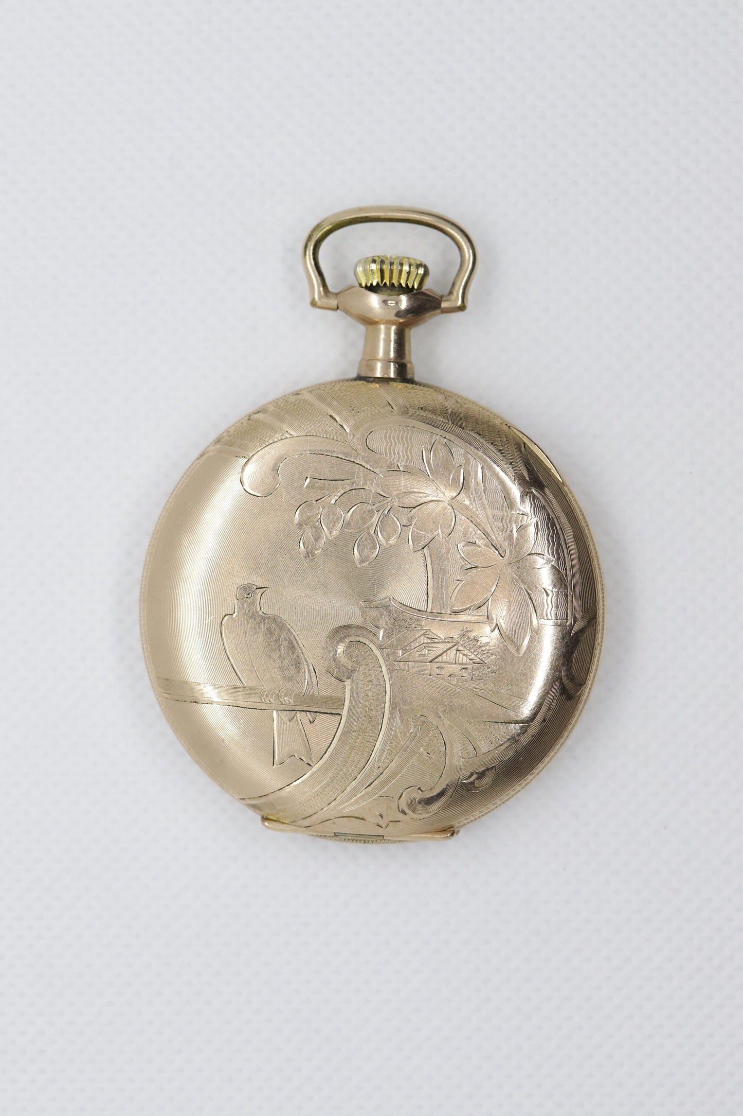 Illinois Central Pocket Watch. Gold Tone Embossed Pocket Watch
