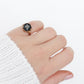 10k Onyx and diamond ring. 10k rose gold round onyx diamond ring. Vintage Mourning ring. st88