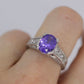 14k Purple Gem ring. 14k Engraved and CZ setting solitaire ring. st260