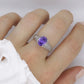 14k Purple Gem ring. 14k Engraved and CZ setting solitaire ring. st260