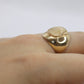 14k Heavy SHELL Embossed ring. 14k Yellow Gold Bulky SEASHELL Clam Signet ring 12Grams sz7.5