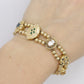 14k Victorian Charm Slide Bracelet. Rubies Diamonds Topaz Cameo Emeralds Citrine. 22.9g