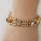14k Victorian Charm Slide Bracelet. Rubies Diamonds Topaz Cameo Emeralds Citrine. 22.9g