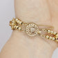 14k Victorian Charm Slide Bracelet. Rubies Diamonds Topaz Cameo Emeralds Citrine. 22.9g