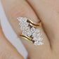 14k Yellow Gold Ring. Round Diamond Cluster Ring. Waterfall diamond. 0.96ctw diamonds st546