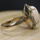 14k Large Oval Pink Angel Skin CORAL ring. Coral Cabochon statement ring (2365)