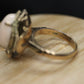 14k Large Oval Pink Angel Skin CORAL ring. Coral Cabochon statement ring (2365)