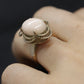 14k Large Oval Pink Angel Skin CORAL ring. Coral Cabochon statement ring (2365)