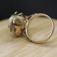 14k Large Oval Pink Angel Skin CORAL ring. Coral Cabochon statement ring (2365)