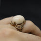 10k Large Oval Pink Angel Skin CORAL ring. Coral Cabochon statement ring