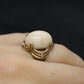 10k Large Oval Pink Angel Skin CORAL ring. Coral Cabochon statement ring