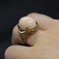 10k Large Oval Pink Angel Skin CORAL ring. Coral Cabochon statement ring