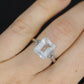 14k Aquamarine and Diamond ring. Large Aquamarine emerald solitaire ring.