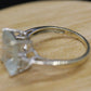 14k Aquamarine and Diamond ring. Large Aquamarine emerald solitaire ring.