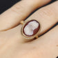 14k Cameo carved shell 14k signet ring. Bezel Set Cameo ring