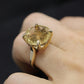 Large Yellow Citrine ring. 14k yellow gold Heavy Large Prong Set Round Citrine