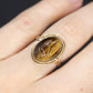 10k Tiger Eye BEETLE ring. 10k Oval Carved Beetle Scarab ring
