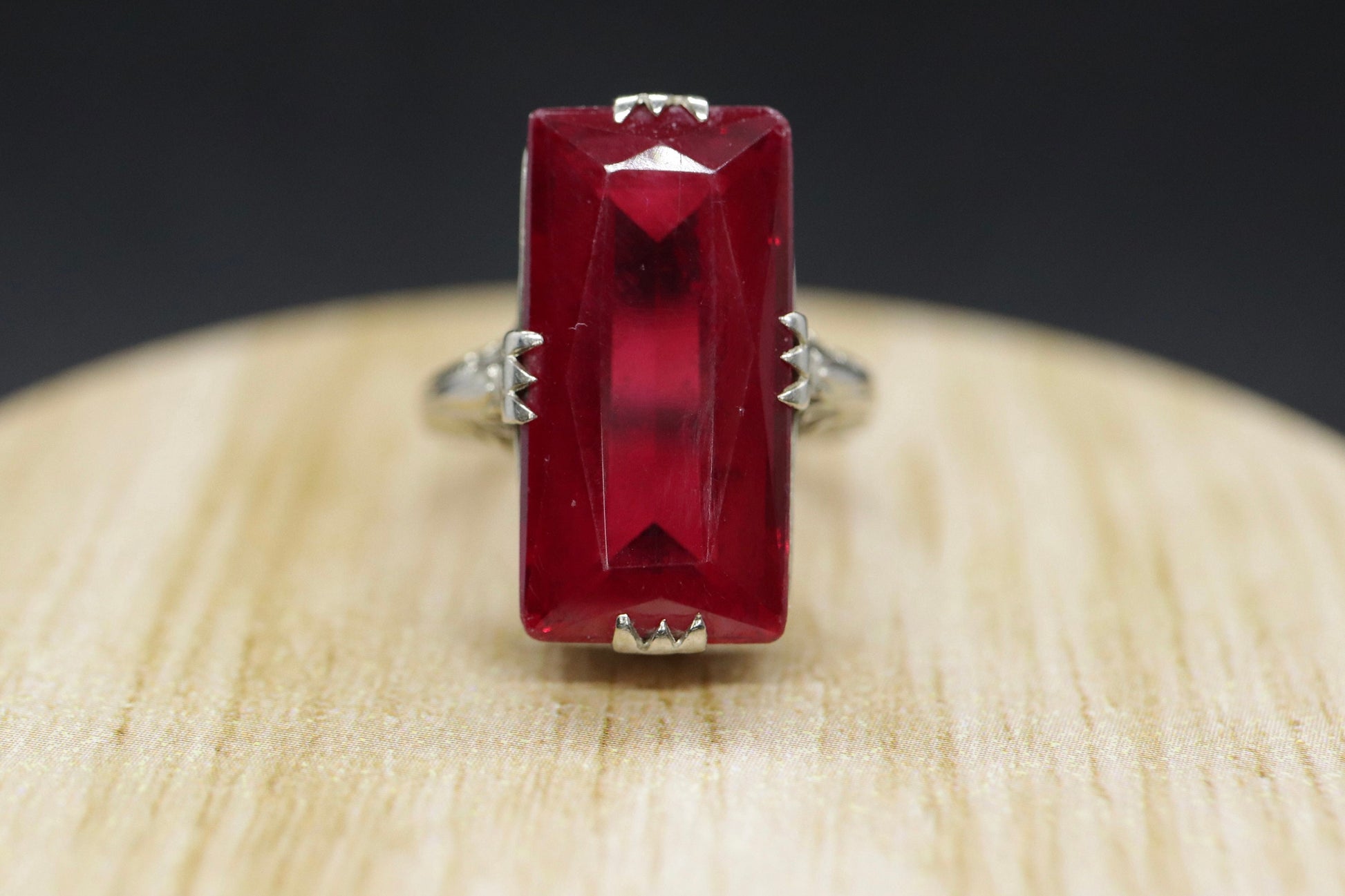 14k LC Ruby ring. Art Deco Filigree Ruby ring