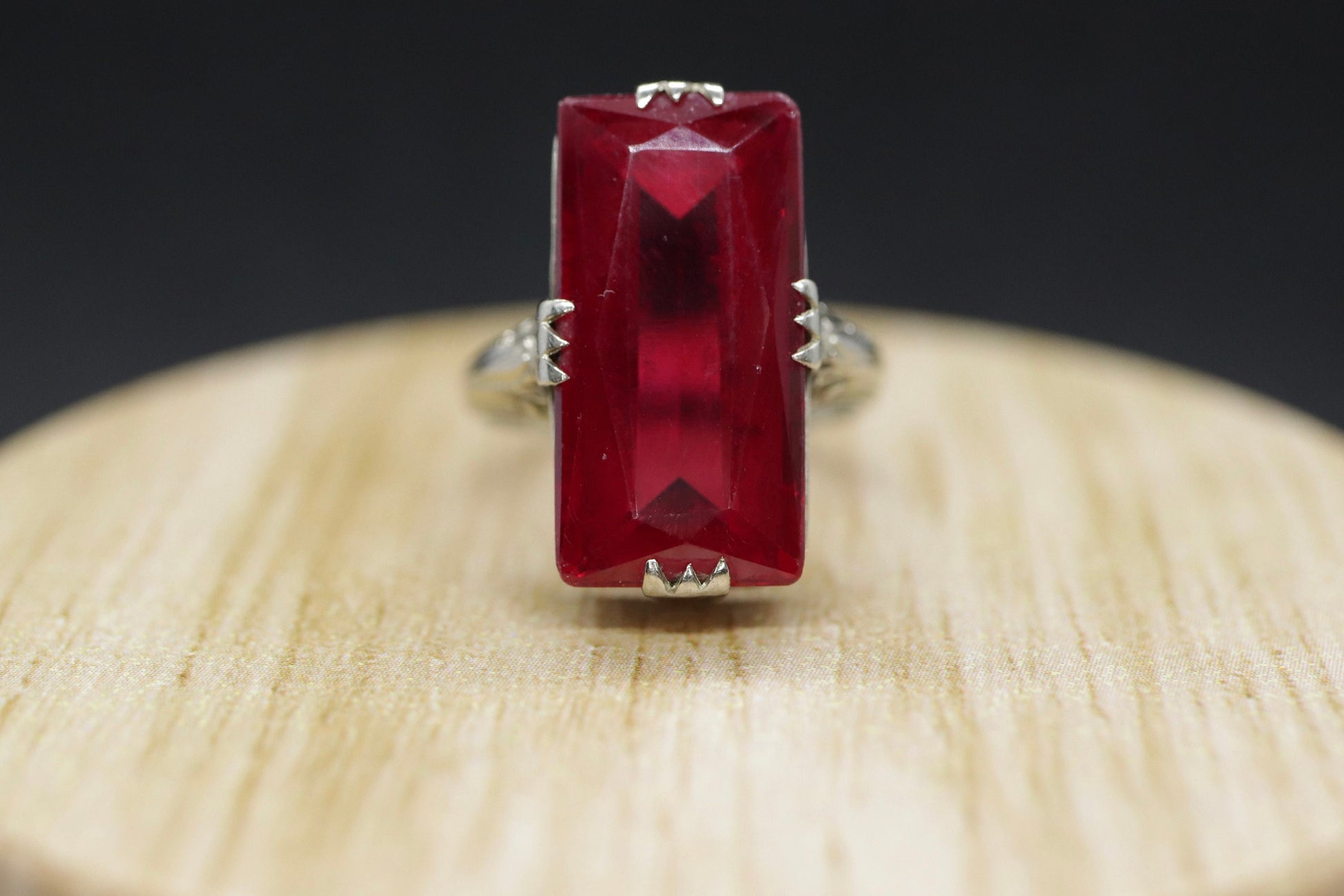 14k LC Ruby ring. Art Deco Filigree Ruby ring