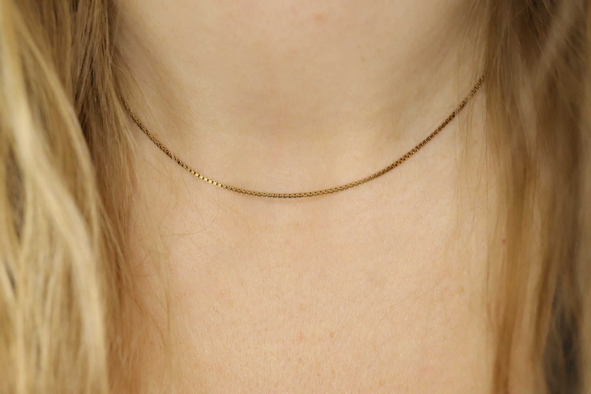 8k dainty Box chain necklace. 333 GOLD Box Chain necklace. 14.5in