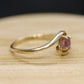Dainty Ruby Ring. 10k round Ruby and Diamond Bypass ring