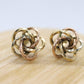 14k LOVE knot earring. Tricolor KNOT knotted gold earrings.