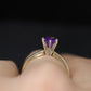 Amethyst 14k Gold solitaire ring. Vintage Estate Ring. Prong set Amethyst Ring.