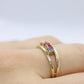 10k Yellow Gold  3 gemstone band. Ruby and Topaz band