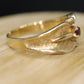 14k Ruby Ring. 14k round Ruby textured wide band