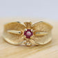 14k Ruby Ring. 14k round Ruby textured wide band