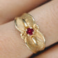 14k Ruby Ring. 14k round Ruby textured wide band
