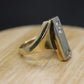 14k Jostens Twin DIAMOND ring. 14k White and Yellow gold bypass ring. Beautiful pinky ring. Sz4