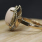 14k Large Oval Pink Angel Skin CORAL ring. Coral Cabochon statement ring (2365)