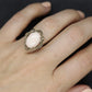 14k Large Oval Pink Angel Skin CORAL ring. Coral Cabochon statement ring (2365)