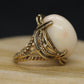 10k Large Oval Pink Angel Skin CORAL ring. Coral Cabochon statement ring
