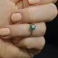 14k Emerald and Diamond Halo White gold ring. Emerald and Diamond Cluster ring. Pinkie sz 2.5 st88