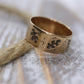 10k Wide Cigar band. Rose Gold Vintage Embossed Maple Oak Leaf design. 7.5mm sz6.75
