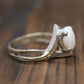 14k Large Opal Solitaire Claw set ring. Opal Bypass solitaire band.