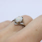 14k Large Opal Solitaire Claw set ring. Opal Bypass solitaire band.