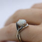 14k Large Opal Solitaire Claw set ring. Opal Bypass solitaire band.