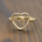 14k Open Heart and diamond ring. Dainty Heart love beat ring.