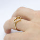14k Open Heart and diamond ring. Dainty Heart love beat ring.