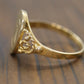 Signet Ring with letter I or J. 14k Yellow gold with Half Heart. Engraved letter I or J