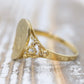 Signet Ring with letter I or J. 14k Yellow gold with Half Heart. Engraved letter I or J