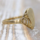Signet Ring with letter I or J. 14k Yellow gold with Half Heart. Engraved letter I or J
