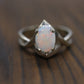 14k Large Opal Solitaire Claw set ring. Opal Bypass solitaire band.