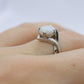 14k Large Opal Solitaire Claw set ring. Opal Bypass solitaire band.