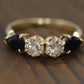 Stunning 14k 1/2ctw Diamond with pear sapphires ring. 14k Diamond and sapphire band.