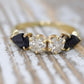 Stunning 14k 1/2ctw Diamond with pear sapphires ring. 14k Diamond and sapphire band.